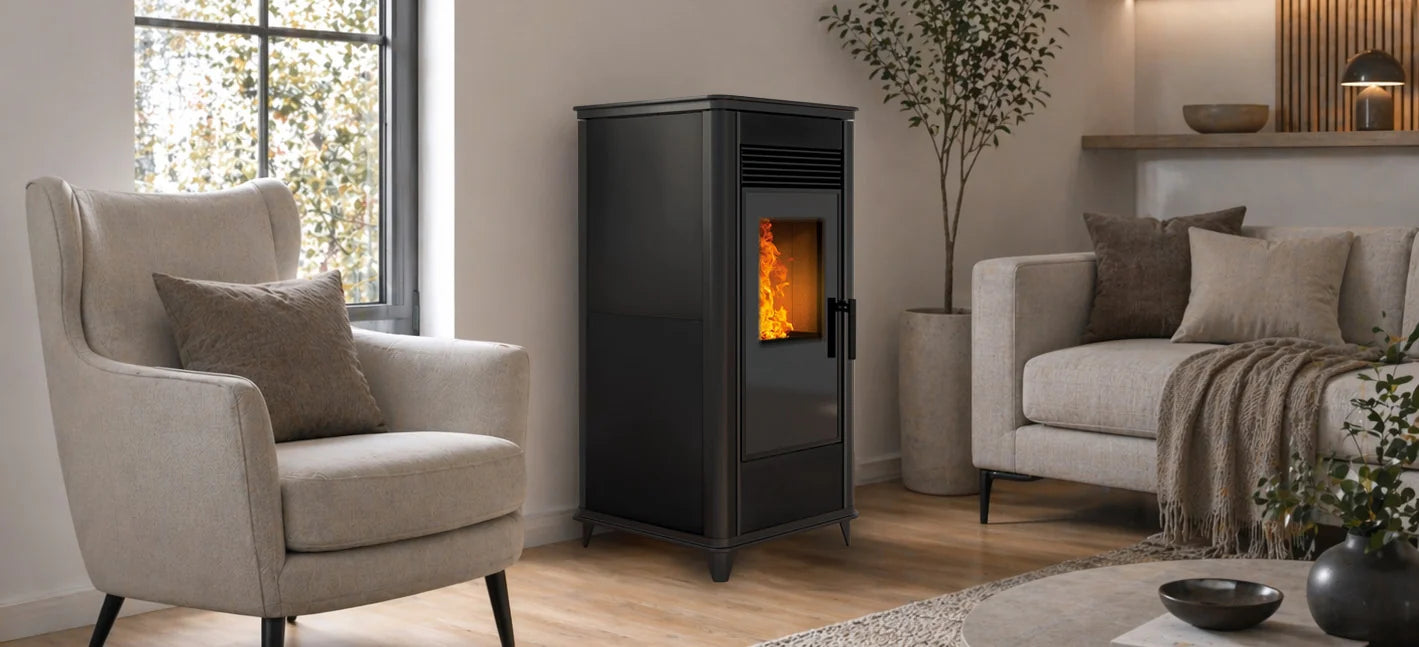Nordic Fire HRV Torsby kachel in een lichte woonkamer
