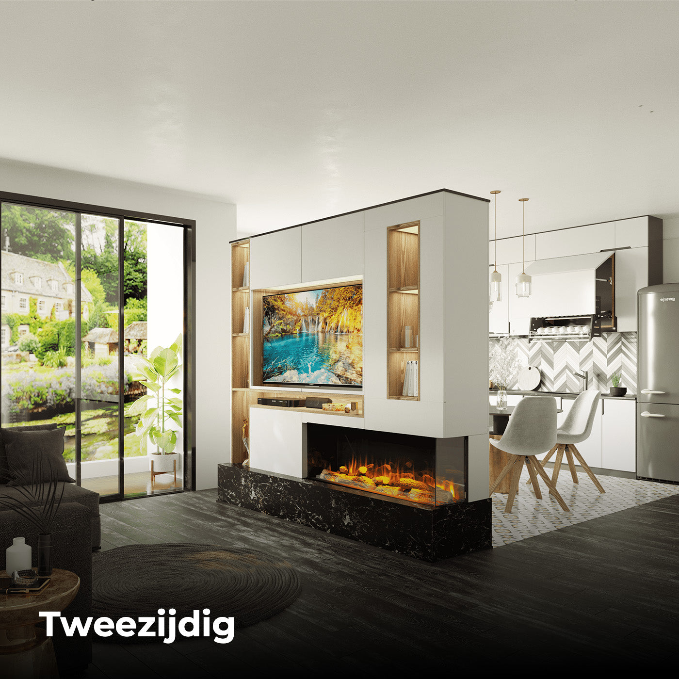 Charlton & Jenrick i-1250e Deep ingebouwd in moderne woonkamer met keuken