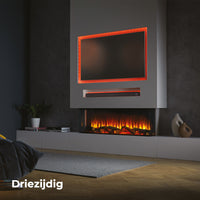 Charlton & Jenrick i-1250e Deep haard in moderne woonkamer met vlammen