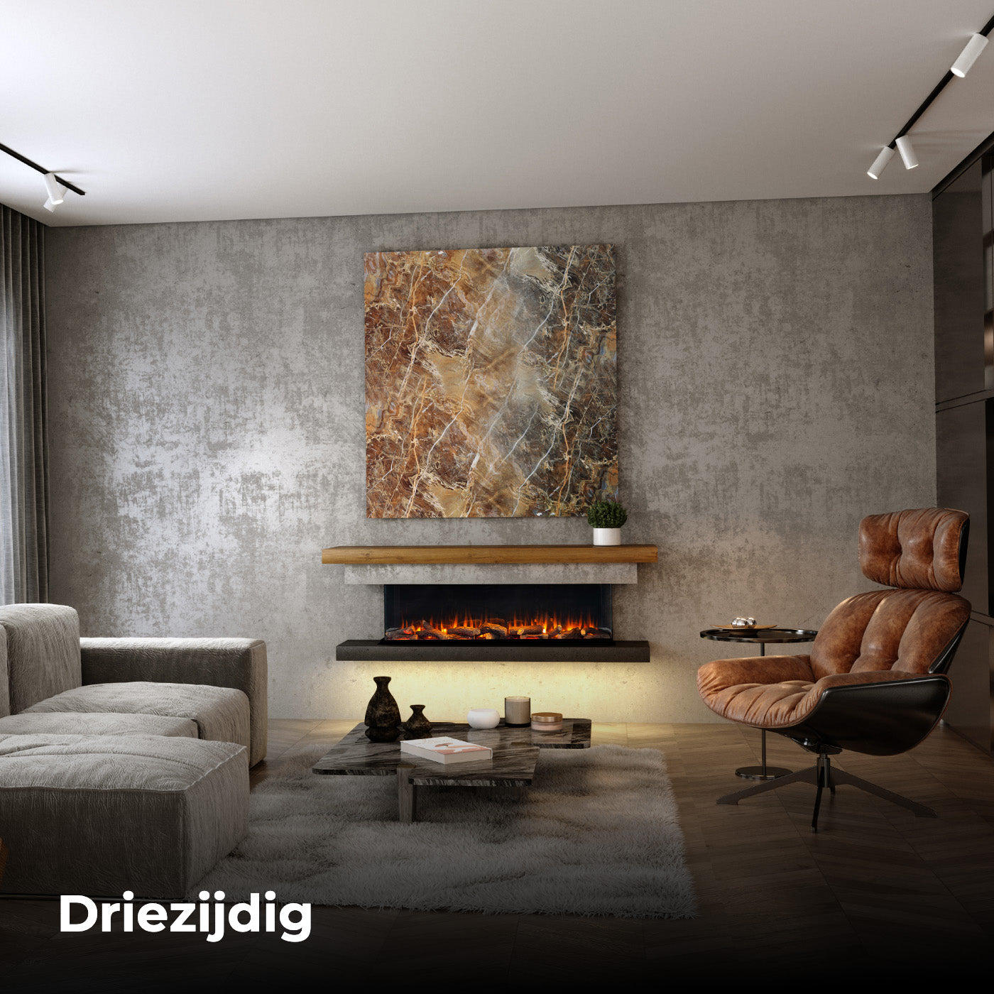 Charlton & Jenrick I-1800e Deep in moderne woonkamer met ingebouwde haard