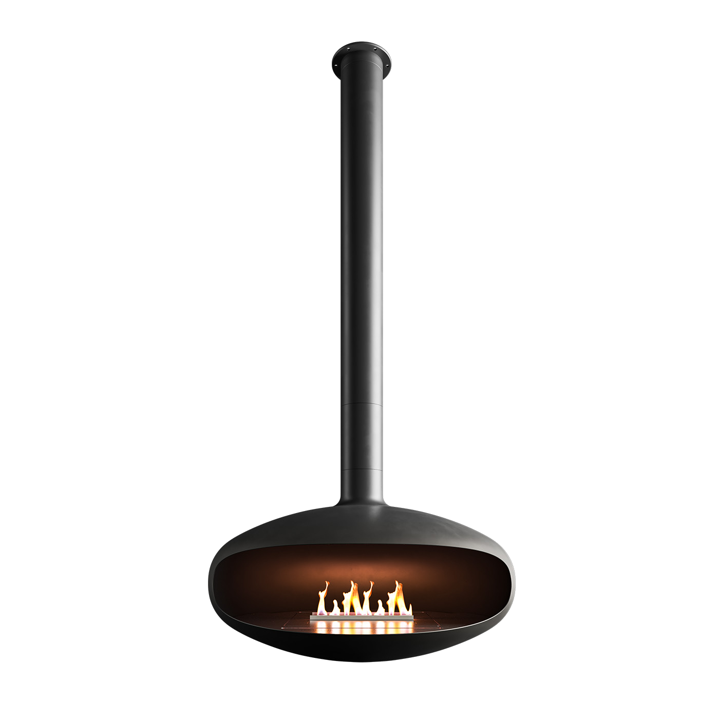 Icon Fires The Iconic 900 hangende haard met vlammen, op witte achtergrond