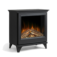 Element4 Ignis Supreme zwarte haardkachel met vlammen op witte achtergrond