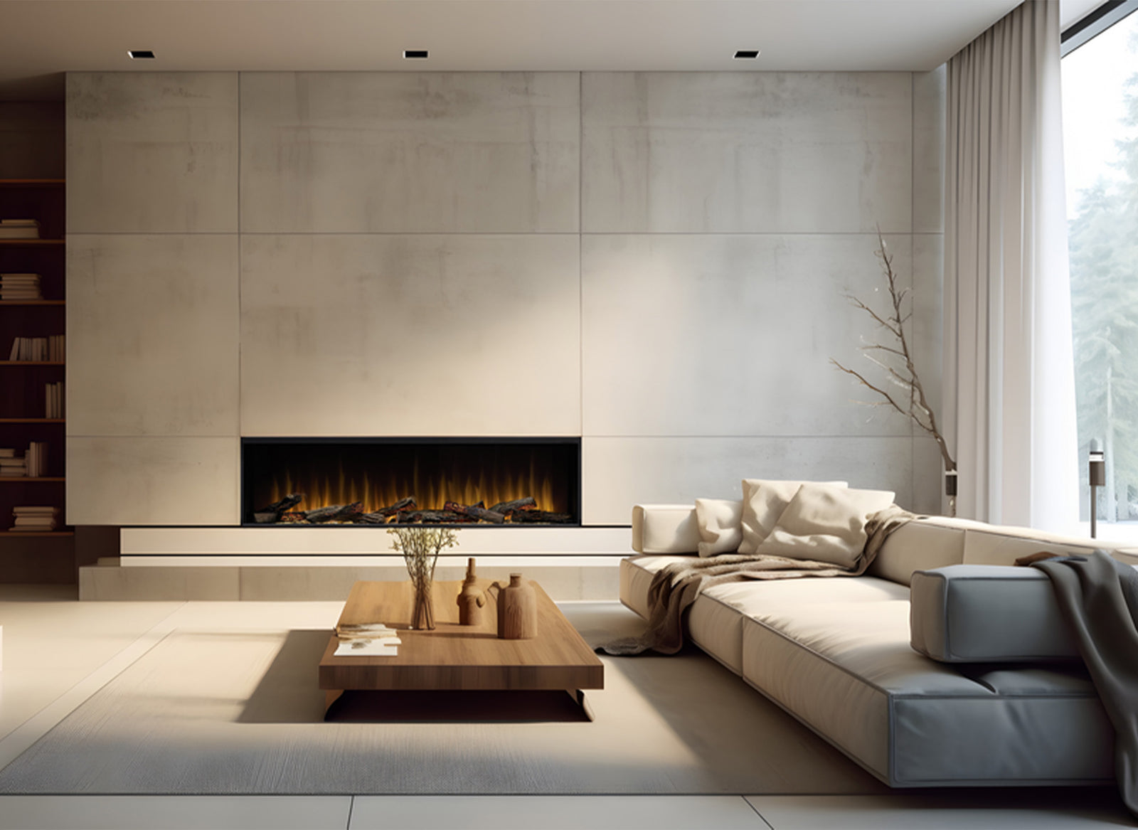 Dimplex Ignite Ultra 60 in moderne woonkamer met ingebouwde haard