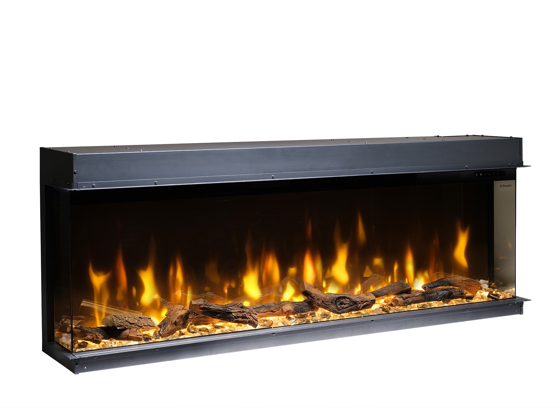 Dimplex Ignite Bold 60 elektrische haard met realistische vlammen en houtblokken.