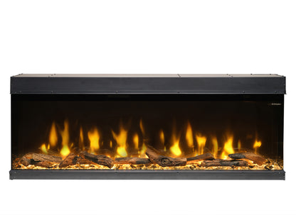 Dimplex Ignite Bold 60 elektrische haard met realistische vlammen en houtblokken.