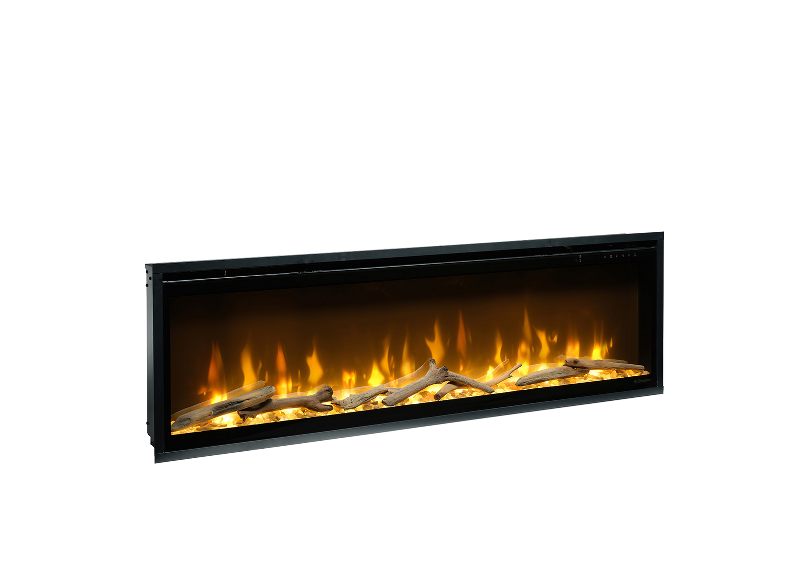 Dimplex Ignite Evolve 50 in zwarte inbouwhaard met vlammen en houtblokken