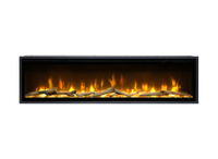 Dimplex Ignite Evolve 60 met vlammen en houtblokken op witte achtergrond
