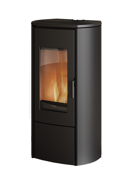 Nordic Fire Ilvar 7 zwarte kachel met zicht op vlammen