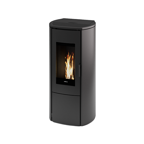 Nordic Fire Ilvar 9 zwarte pelletkachel met vlam achter glas