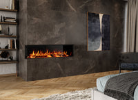 Charlton & Jenrick i-1500e Deep ingebouwd in moderne woonkamer met vlammen