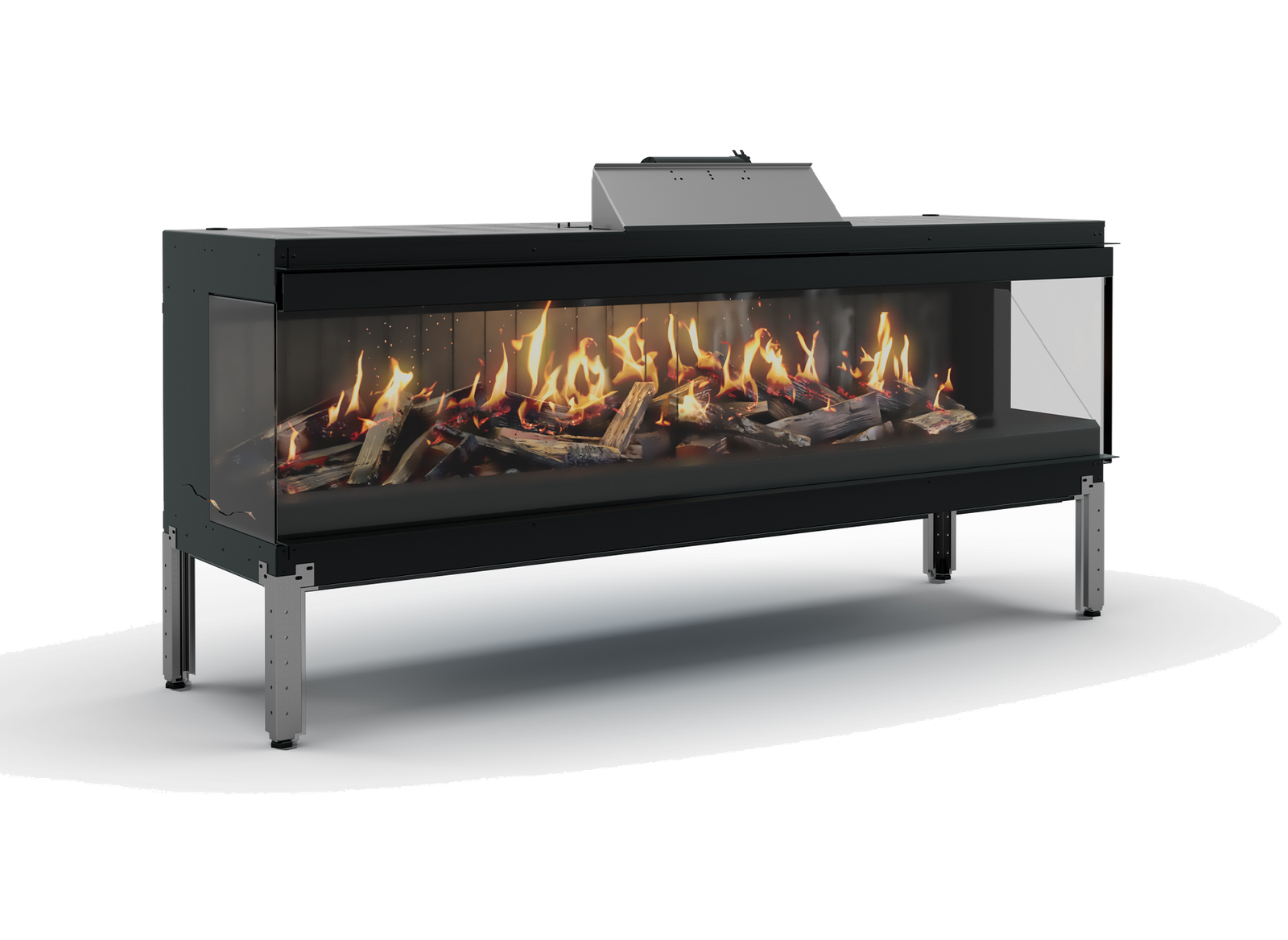 Nobis 170 elektrische haard met lange vlammen achter glas