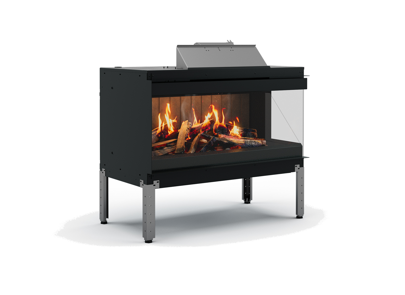 Nobis 90 elektrische haard met vlammen in zwarte behuizing