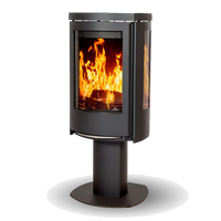 Jydepejsen Cozy Classic Base kachel met zijruiten en zicht op vlammen