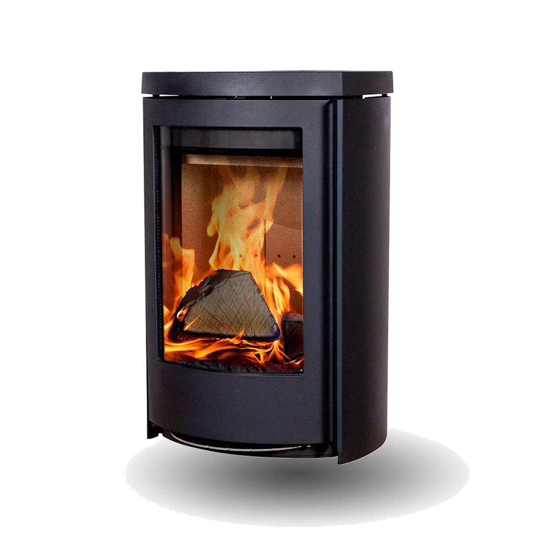 Jydepejsen Cozy Classic Wall zwarte wandkachel met brandend vuur