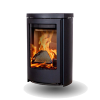 Jydepejsen Cozy Classic Wall zwarte wandkachel met brandend vuur