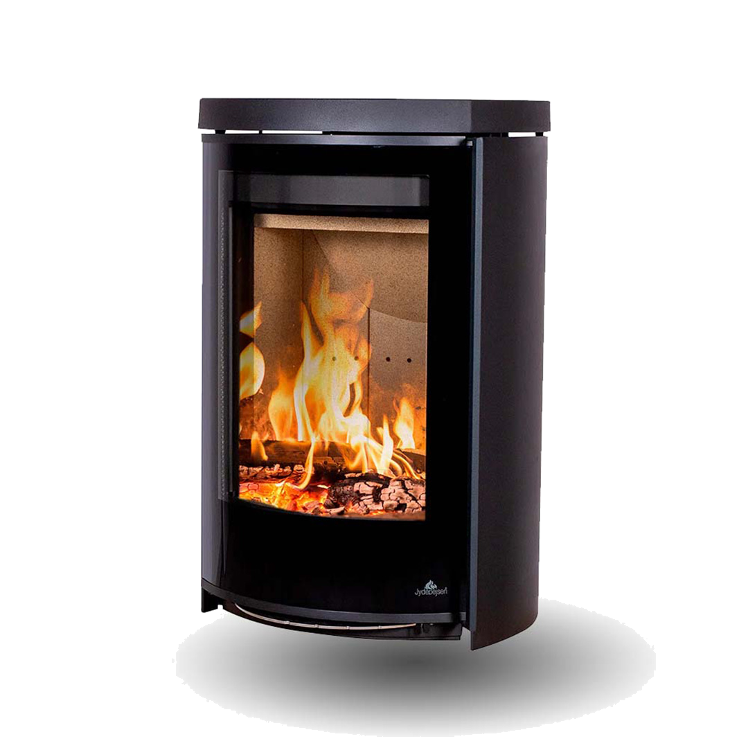 Jydepejsen Cozy Modern Wall zwarte wandkachel met brandend vuur