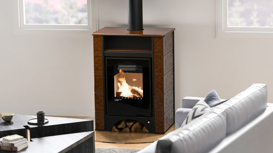 HS Flamingo Aquaflam Vario Peru Air in woonkamer met brandend vuur
