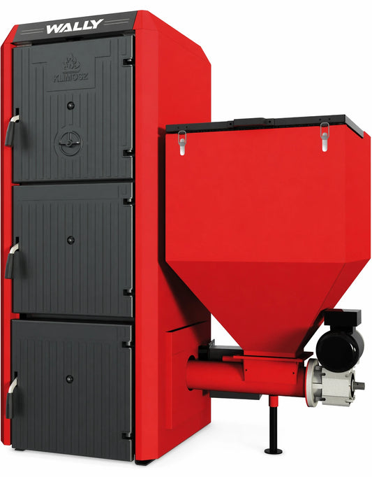 Klimosz Combi S4 rode cv-ketel met hopper en drie deuren