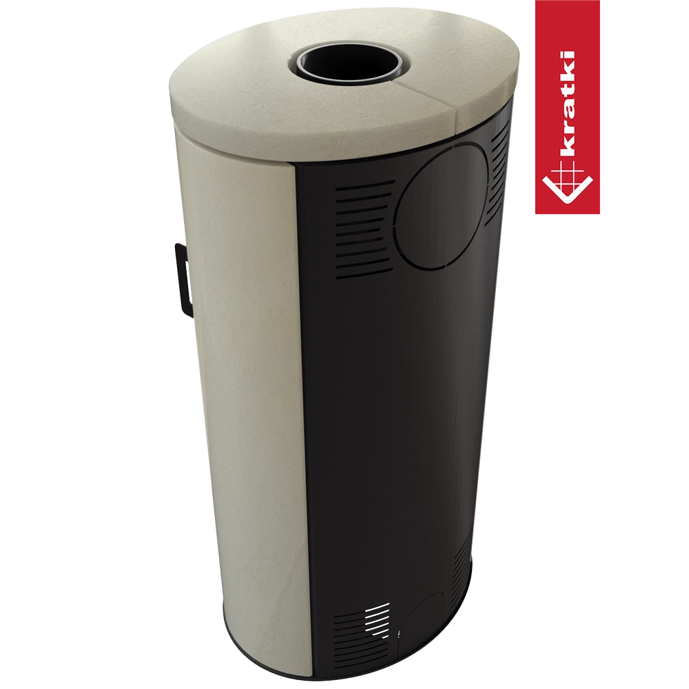 Kratki AB DR kachel in beige en zwart, met ronde opening bovenop