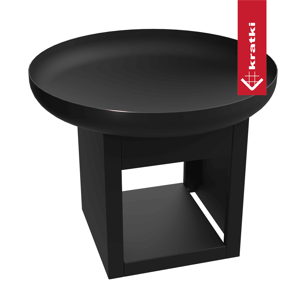 Kratki Crater 600 vuurtafel met ronde zwarte schaal
