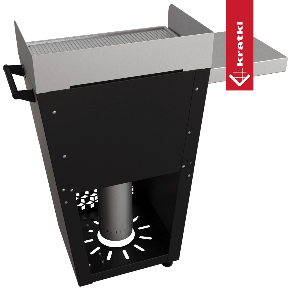 Kratki Festum 628 open haard met zwarte behuizing en metalen rooster