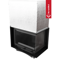 Kratki Maja haard met zwart glas en grote metallic behuizing