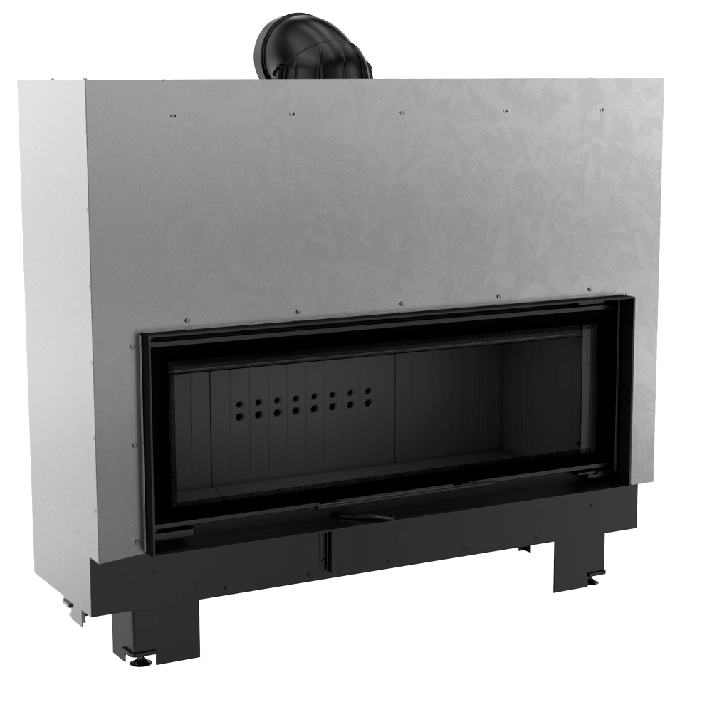 Kratki MB120 inbouwhaard met glazen ruit en zwarte omlijsting