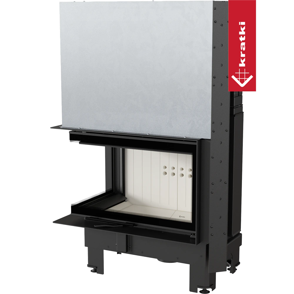 Kratki MBM inbouwhaard met glazen deur en zwart metalen frame