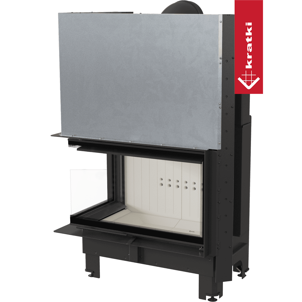 Kratki MBO inbouwhaard met zwart frame en open glazen deur