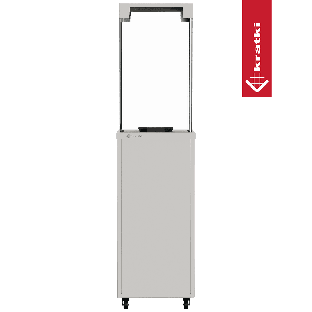 Kratki Patio Light mobiele terrasverwarmer met glazen ombouw en wielen