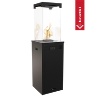 Kratki Patio Light terrasverwarmer met glazen ombouw en vlammen