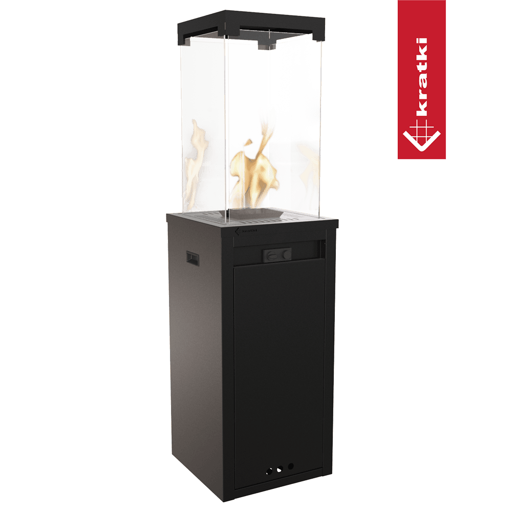 Kratki Patio Light terrasverwarmer met vlammen in glazen kolom