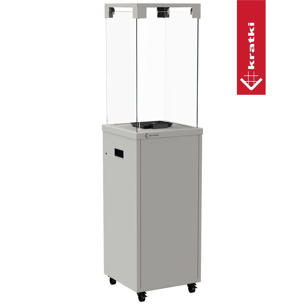 Kratki Patio Light terrasverwarmer met glazen ombouw en wielen