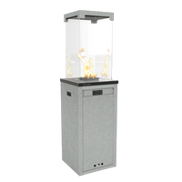 Kratki Patio Light terrasheater met glazen windscherm en vlammen