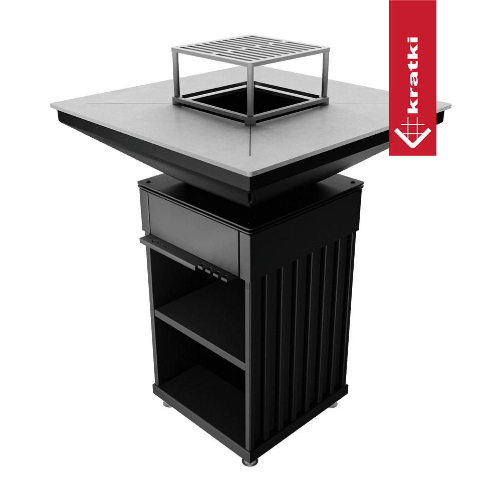 Kratki Quadrum BBQ barbecue in zwart en grijs met rooster