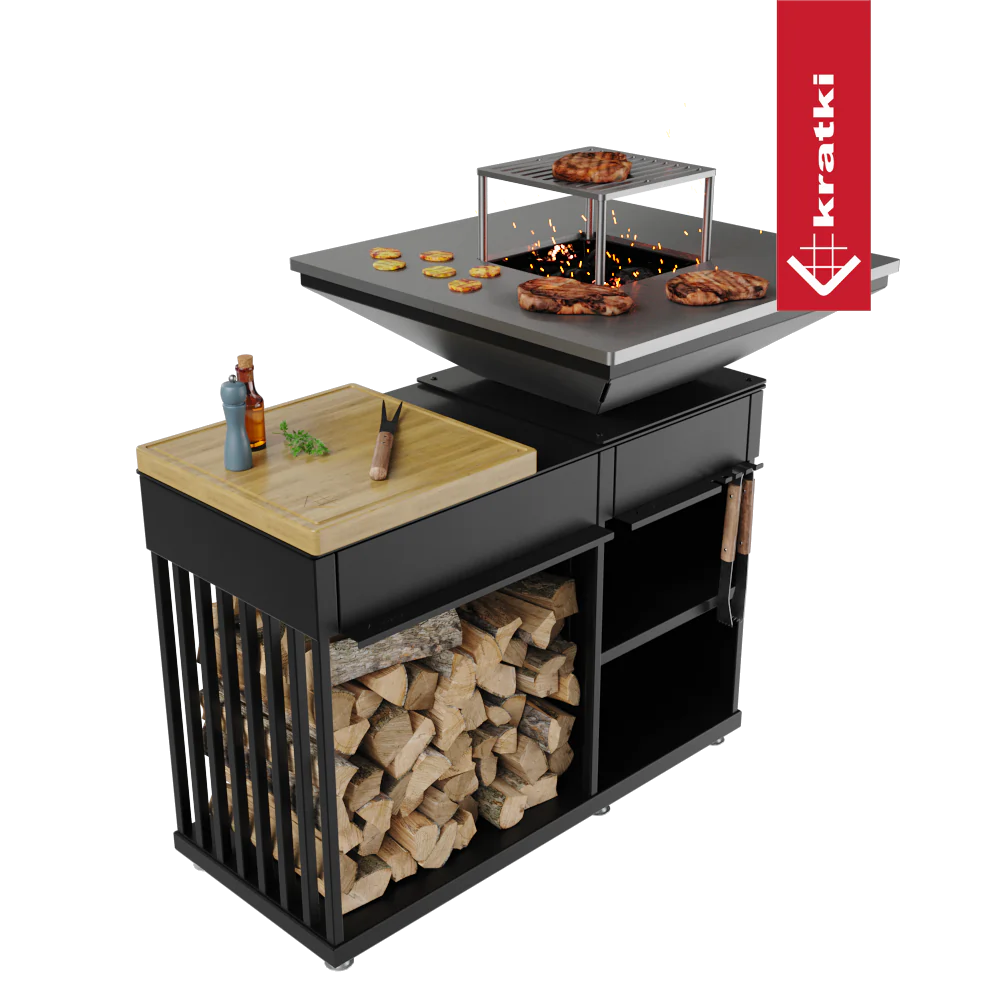 Kratki Quadrum BBQ buitenkeuken met grill en houtopslag