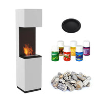 Kratki Sierra haard met decoratieve stenen, branders en zwarte schaal