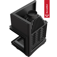 Kratki Zuzia inbouwhaard zwart met glasdeur en rookgasuitlaat bovenop