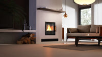 HS Flamingo S5 Inzet met brandend vuur in een moderne woonkamer