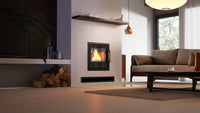 HS Flamingo S5 Inzet met brandend vuur in een moderne woonkamer