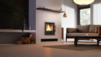 HS Flamingo S5 Inzet met brandend vuur in een moderne woonkamer