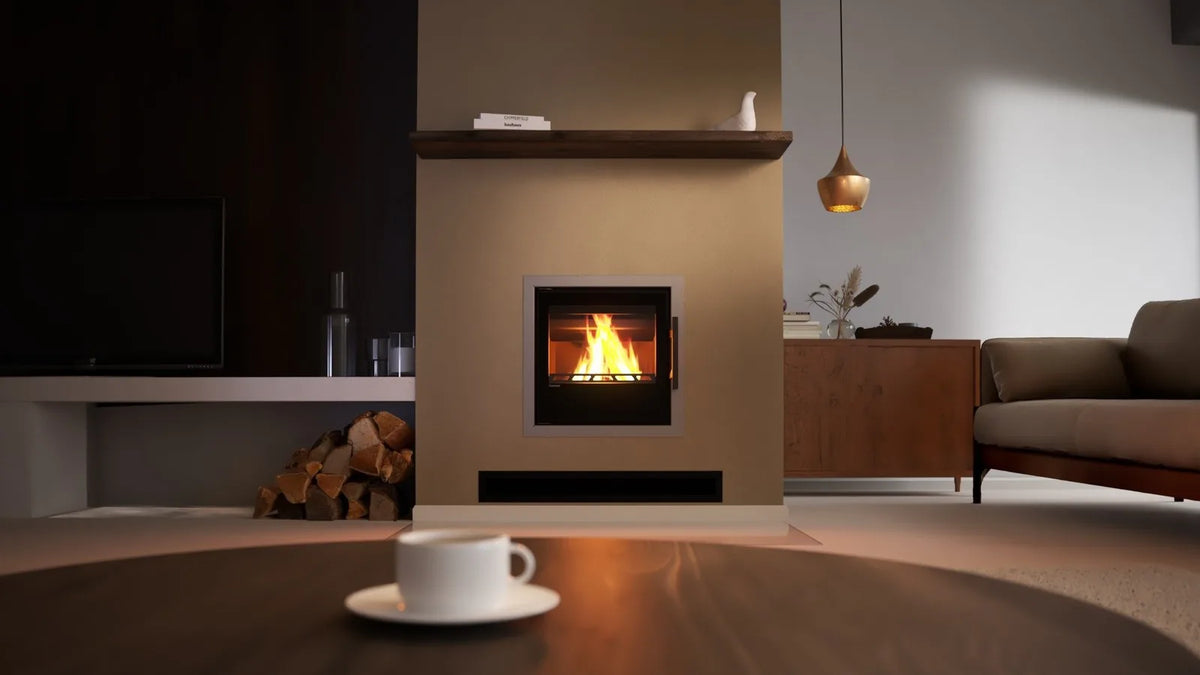HS Flamingo S5 Inzet met brandend vuur in een modern interieur