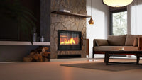 HS Flamingo X15 Inzet met brandend vuur in een stijlvolle woonkamer