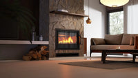 HS Flamingo X15 Inzet met brandend vuur in een stijlvolle woonkamer
