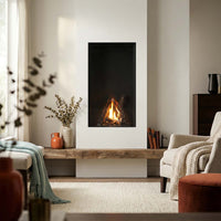 Wanders Lenga 500 front in moderne woonkamer met brandend vuur