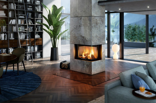 Spartherm Linear Corner 68x46x51 haard in moderne woonkamer