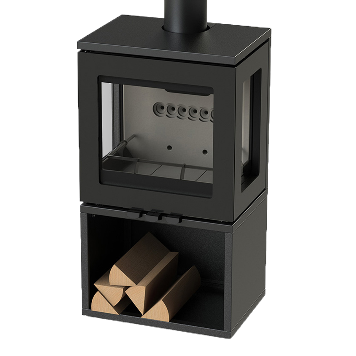 Charlton & Jenrick Purevision LPV5 depot houtkachel met houtopslag