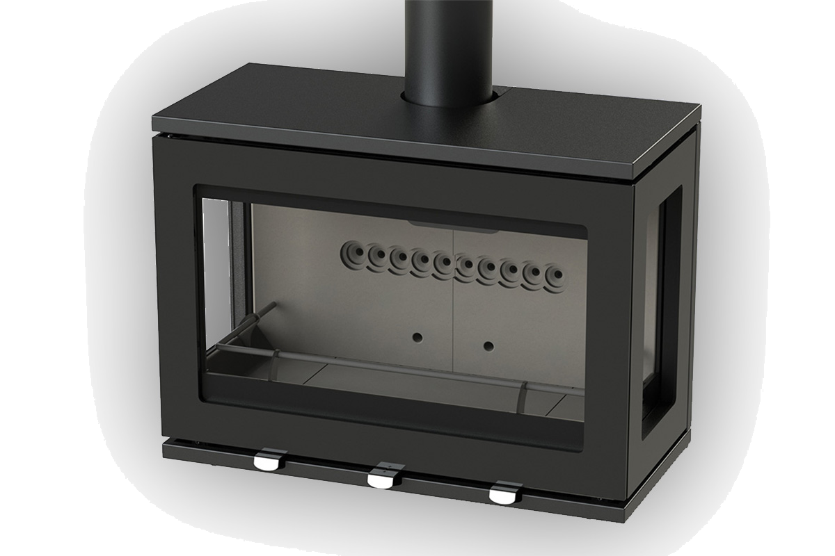 Charlton & Jenrick Purevision LPV8 Wall houtkachel, zwart, frontaal