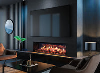Element4 Luxor 150 E in moderne woonkamer met ingebouwde haard en tv