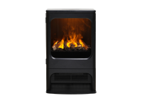 Dimplex Mapleton 80 zwarte haardkachel met vlammen op witte achtergrond